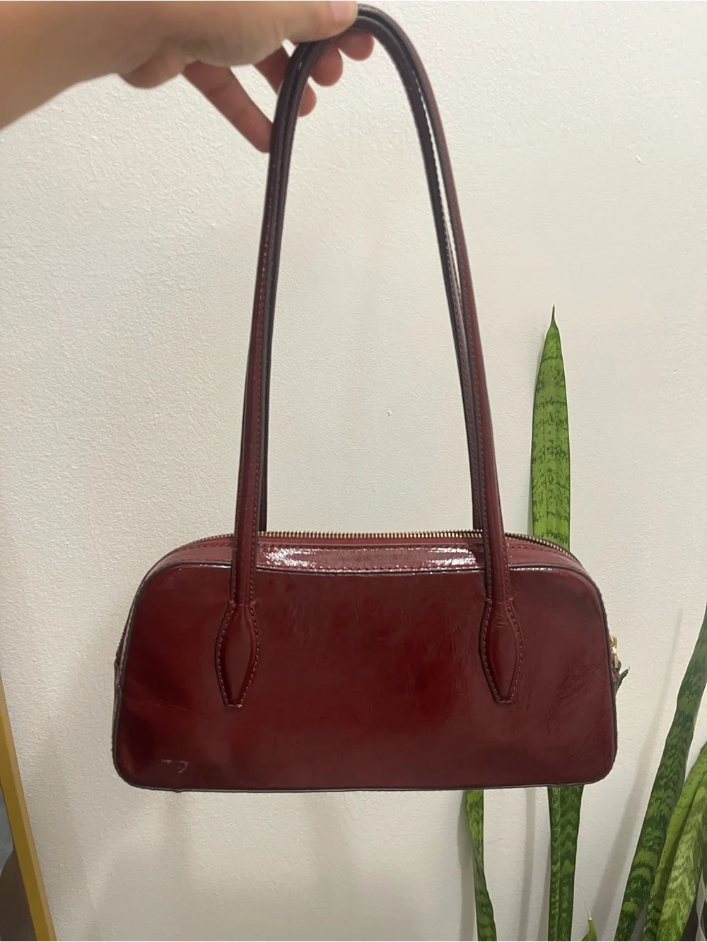 Women's Burgundy Patent Shoulder Bag